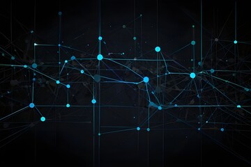 Network connection concept black background vector illustration. Generative AI