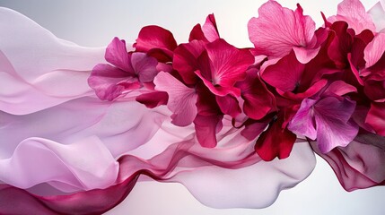 Aufkleber - Delicate crimson and pink petals flowing nature abstract art soft textures close-up elegance in motion