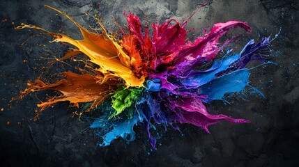 Aufkleber - Close-up of vibrant abstract artwork dynamic and chaotic streaks of color on textured canvas in art studio