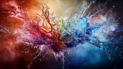 Leinwandbilder - Ethereal splash of colorful dreams abstract water art gallery studio environment dynamic viewpoint visual experience