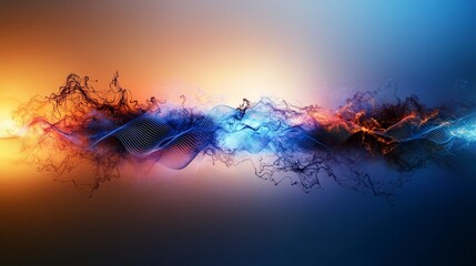 Poster - Ethereal sound waves fading into soft gradients abstract digital art vibrant colors tranquil atmosphere artistic perspective