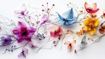 Poster - Minimal space nature composition translucent floral fragments and serene artistic aesthetic
