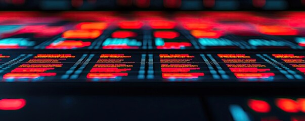 Smart education ai idea. Close-up of a digital display featuring vibrant, illuminated data patterns.