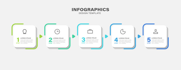 Wall Mural - infographics for presentations consisting of processes, 5 steps or options