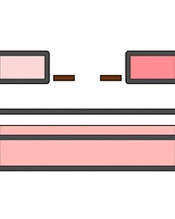 Simple diagram showing two blocks separated by lines above a solid rectangle.