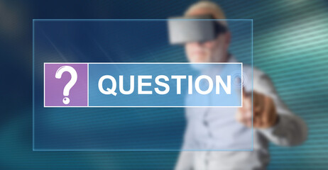 Wall Mural - man touching a question concept