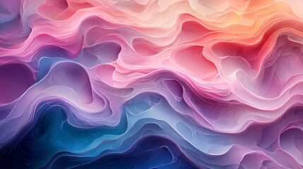 Wall Mural - sweeping landscape of fluid colors blending in waves of pink and purple against a serene blue background