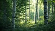 © Mukta - serene nature landscape with sunlit forest clearing greenery