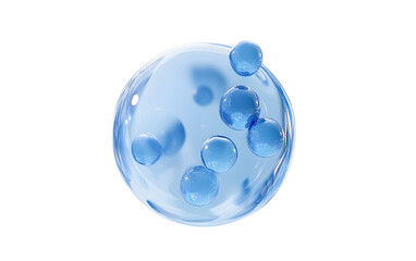 Wall Mural - abstract blue glass spheres, blue cells and molecules, 3d rendering.
