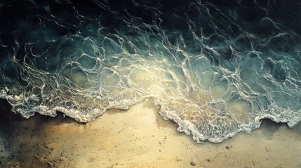 Poster - The stillness of the deep ocean, where sunlight penetrates the water to reveal the textured sand below