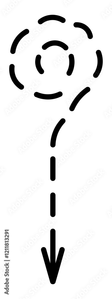 Black dotted arrow in the shape of a question mark. Sketch. Round ...