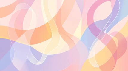 Wall Mural - abstract pastel wave shapes with soft gradients and flowing lines
