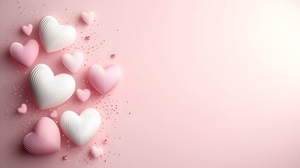 Poster - Multicolored glowing LED hearts forming a lively and festive Valentine s Day against a vibrant gradient background creating a romantic and modern aesthetic
