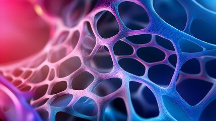 Abstract network structure, vibrant colors, glowing background, science concept, ideal for tech websites
