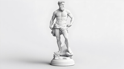 Classical statue of a muscular man, studio shot, white background, for art or history websites
