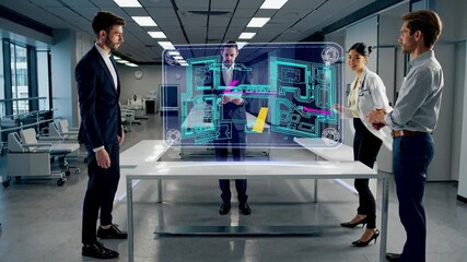 Poster - Collaboration in a high-tech office with augmented reality display during a brainstorming session