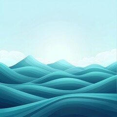 Wall Mural - a captivating mountain landscape showcasing gentle hills bathed in sunlight, with serene rays penetr