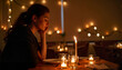 © Dmitry - Thoughtful woman reflecting at candlelit dinner, intimate atmosphere