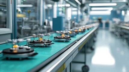 Wall Mural - a highly advanced quantum computing driven medical device assembly line that ensures exceptional acc