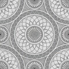 Wall Mural - Intricate Mandala Pattern Design Circular Geometric Ornament Seamless Texture Background