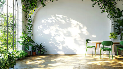 Canvas Print - Sunlit Interior with Lush Greenery: A Serene and Modern Home Design