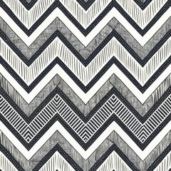 Wall Mural - Abstract Black and White Chevron Zigzag Pattern Texture Seamless Repeat Design