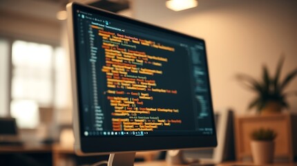 Innovative software engineering: dynamic programming and application development visualized on a modern computer monitor
