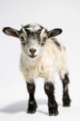 Poster - A small goat stands on a white floor, offering a unique perspective