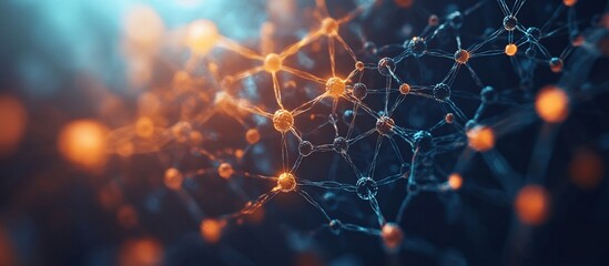 Wall Mural - abstract network: interconnected nodes in vibrant hues