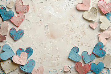 Wall Mural - A frame of paper hearts for Valentine's Day