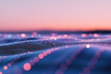 Poster - A blurred image of a wave at sunset with warm light and colors