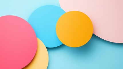 Vibrant and Dynamic Three-Dimensional Abstract Composition with Colorful Shapes on Blue Background