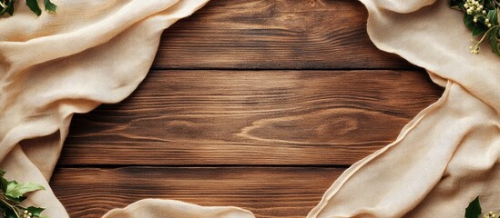Aufkleber - Wooden Background with Soft Fabric Edges Ideal for Holiday Preparations and Text Placement in a Cozy Atmosphere