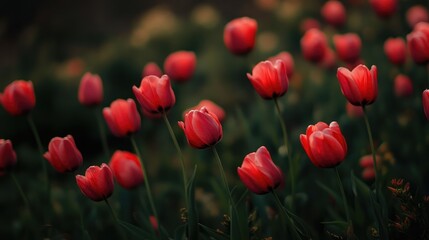 Wall Mural - vibrant pink tulip fields in full bloom showcasing nature's beauty and floral elegance during spring