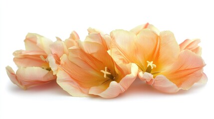 Aufkleber - Peach Tulips Isolated on White Background Elegantly Displaying Delicate Petals and Natural Beauty Perfect for Spring Themes and Floral Designs