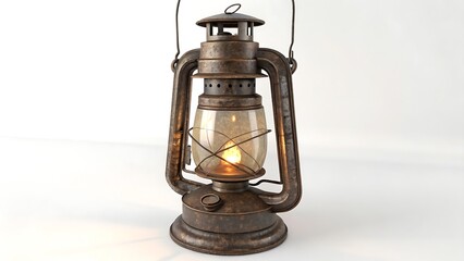 old oil lamp on white background