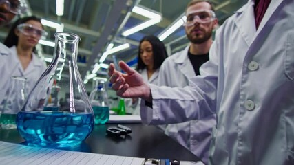 Poster - Science students conduct experiments in laboratory focused on chemistry and research techniques