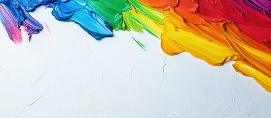 Leinwandbilder - Vibrant Top View of a Colorful Rainbow Spectrum in Bold Blues Greens and Reds on a White Background with Space for Creative Text Elements