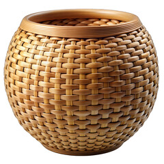 Elegant Woven Bamboo Basket Natural Texture Round Container 3d art home high craft brown beige decor