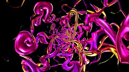Poster - Exploring a captivating golden spiral pattern with mesmerizing motion in an abstract digital display