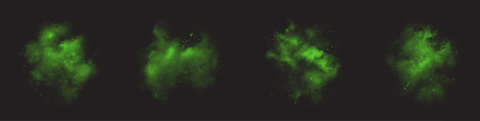 fantastic smoky background with glowing green vapor, twinkling stars, and shimmering particles. ench