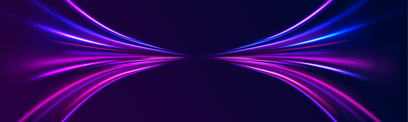Wall Mural - light trail wave, fire path trace line, car lights, optic fiber and incandescence curve twirl. big d