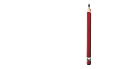 Bright red pencil resting on a minimalist white background ready for creative expression