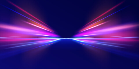 Wall Mural - horizontal speed lines connection vector background. futuristic dynamic motion technology blue glowi