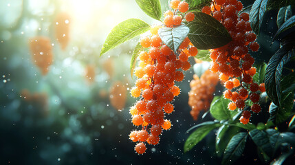 Wall Mural - Luminous Orange Berries: A Close-Up View of Nature's Beauty