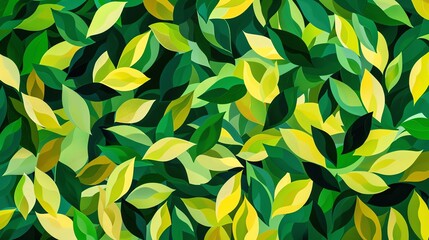 Wall Mural - lush green leaves with shades of yellow leaves, seamless background, can be used as wallpaper