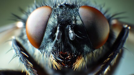 Wall Mural - A detailed image of a fly's facial features