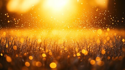 Sticker - Golden sunset field bokeh background