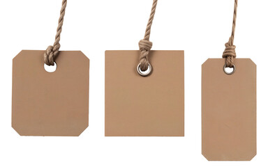 set of price tag, blank paper tags on transparent background