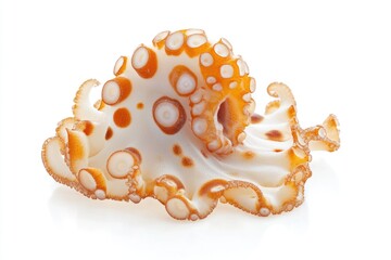 Wall Mural - A close-up view of an octopus's shell on a white background